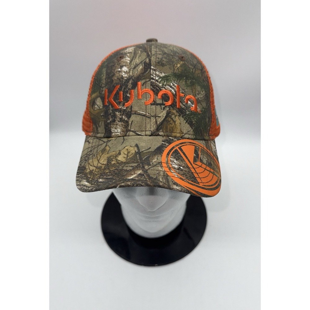 KUBOTA Adult Hat Cap Mesh Truckers Strap Adjustable Camo Orange NEW